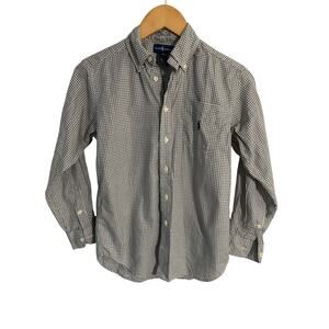 Ralph Lauren button down shirt boys size M (10-12) brown white plaid cotton
